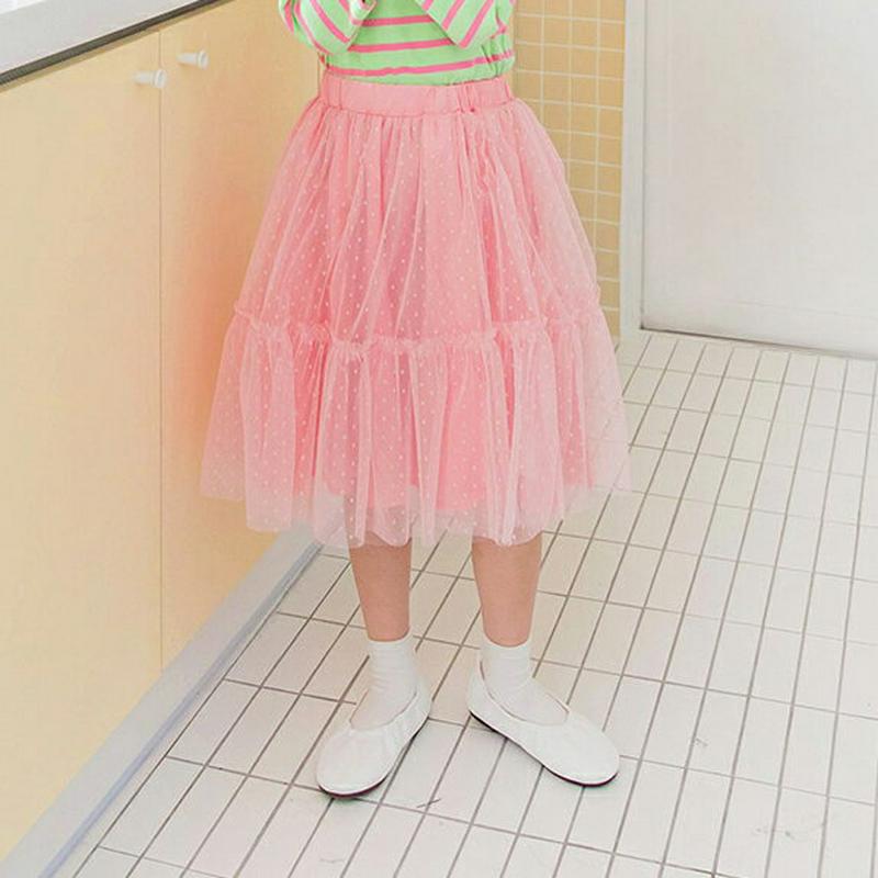 ドットチュールスカート・p000268 キッズ【3~8才】【sk】【スカート ミディ丈 ミディスカート チュールスカート チュー