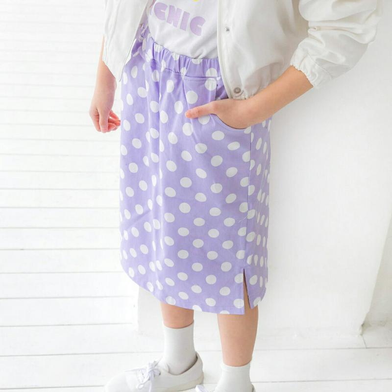 コインドットスカート・p000256 キッズ【3~8才】【sk】【スカート ロング ロングスカート ドット 柄 カジュアル 可愛