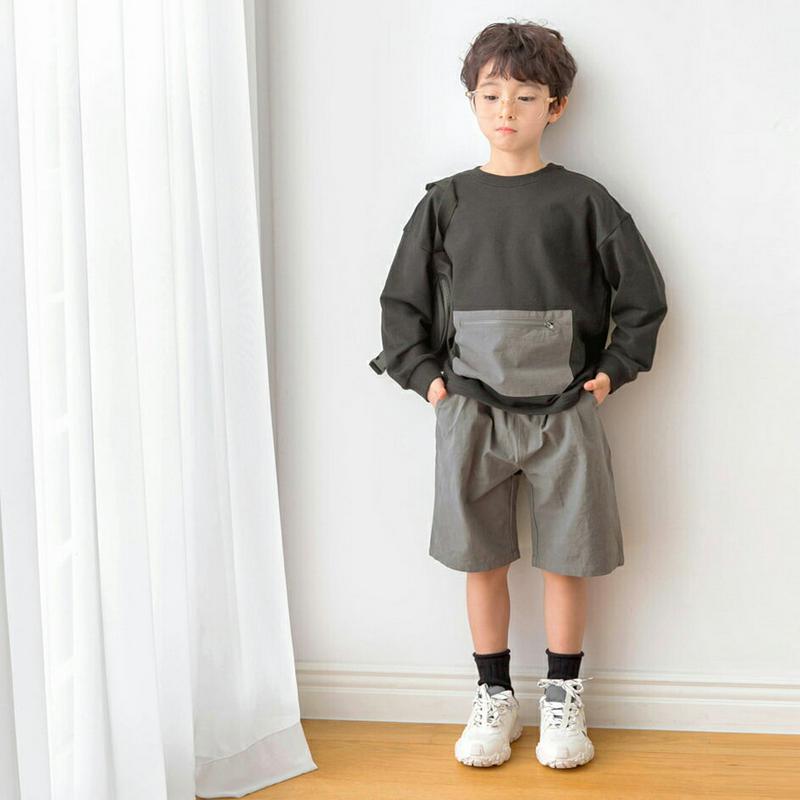 ジップポケットスウェット&パンツSET・p000281 キッズ【3~8才】【pt】【パンツ ズボン ハーフパンツ 半ズボン 単色