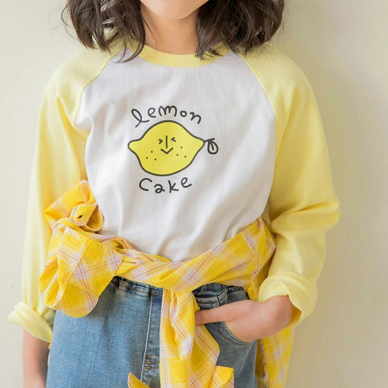 Lemon CakeラグランTシャツ・p000250 キッズ【3~8才】【tops】【トップス Tシャツ 長袖 ラグランTシャツ