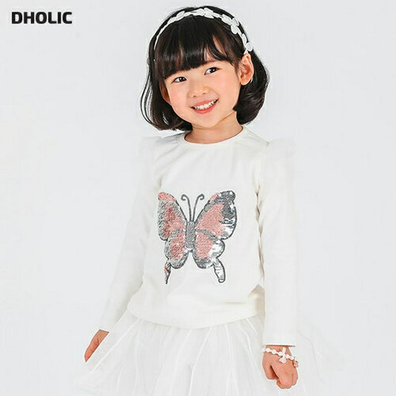 ラウンドネックスパンコールTシャツ・p000541 キッズ【3~8才】【tops】【トップス Tシャツ 長袖 スパンコール ラウ