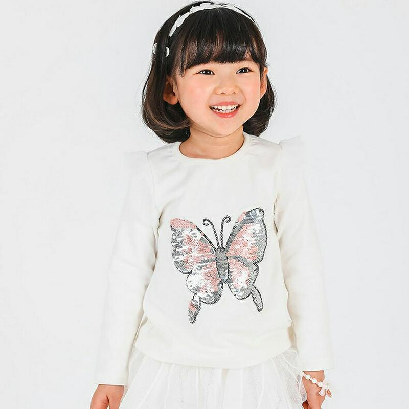 ラウンドネックスパンコールTシャツ・p000541 キッズ【3~8才】【tops】【トップス Tシャツ 長袖 スパンコール ラウ