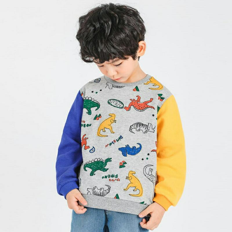 ダイナソーイラストスウェット・p000487 キッズ【3~8才】【tops】【トップス スウェット トレーナー 恐竜 ダイナソー アニマル 長袖 ポップ 可愛い かわいい カジュアル 男の子 女の子 子供 こども 子供服 こども服】【KIDS】
