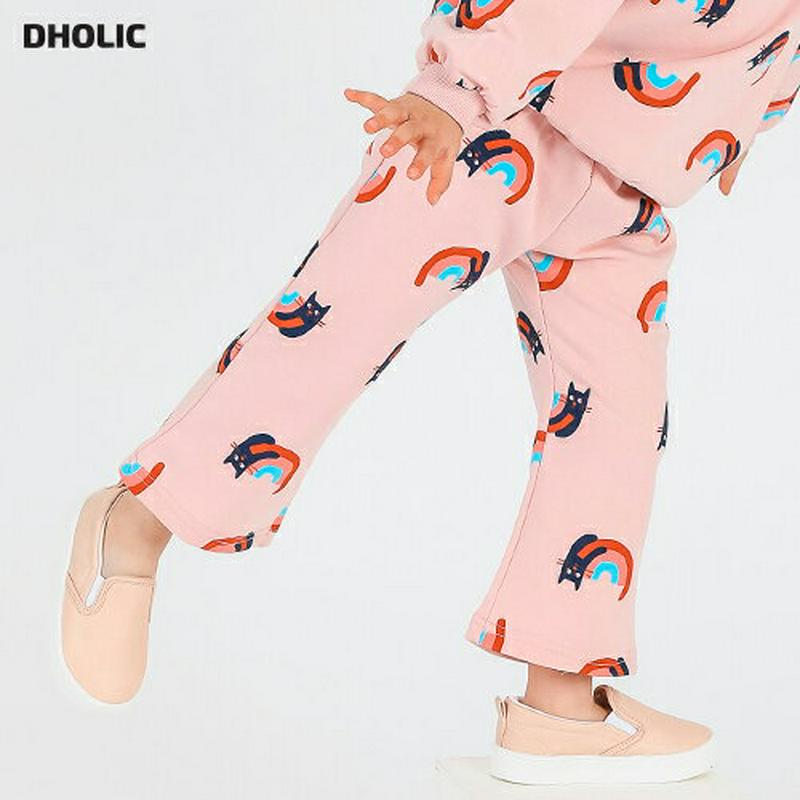 レインボーキャットパンツ・p000531 キッズ【3~8才】【pt】【長ズボン パンツ ロングパンツ ズボン ボトムス レインボー 虹 ねこ 猫 ネコ カジュアル ラフ 女の子 ピンク 子供 こども 子供服 こども服】【KIDS】