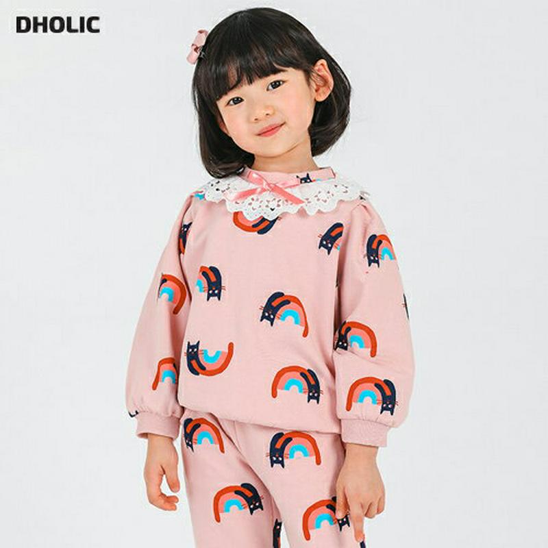 レインボーキャットスウェット・p000532 キッズ【3~8才】【tops】【トップス スウェット トレーナー 長袖 レインボー 虹 ネコ ねこ 猫 アニマル 可愛い かわいい 女の子 子供 こども 子供服 こども服】【KIDS】