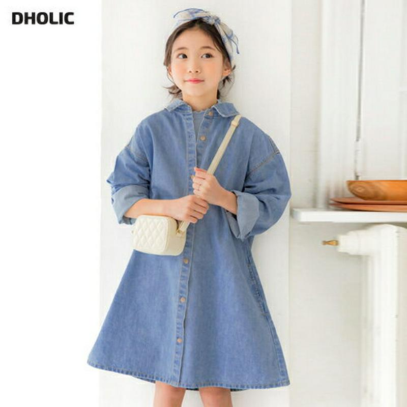デニムシャツワンピース・p000094 キッズ【3~8才】【ops】【ワンピース シャツワンピース デニムシャツ ロングシャツ 