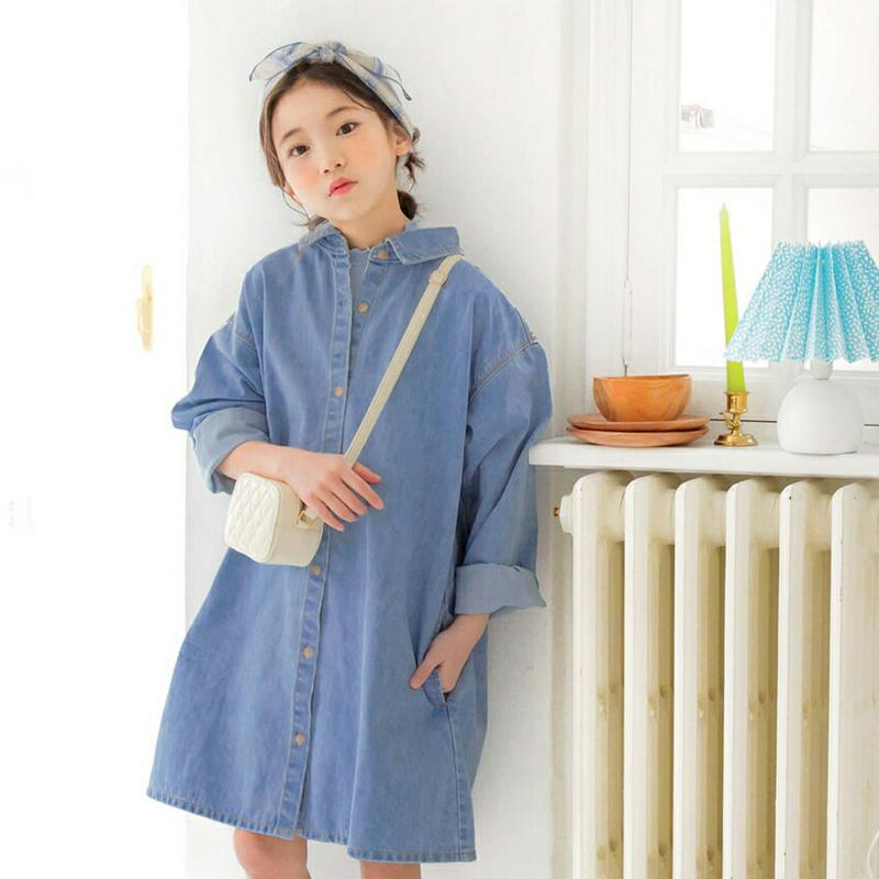 デニムシャツワンピース・p000094 キッズ【3~8才】【ops】【ワンピース シャツワンピース デニムシャツ ロングシャツ 