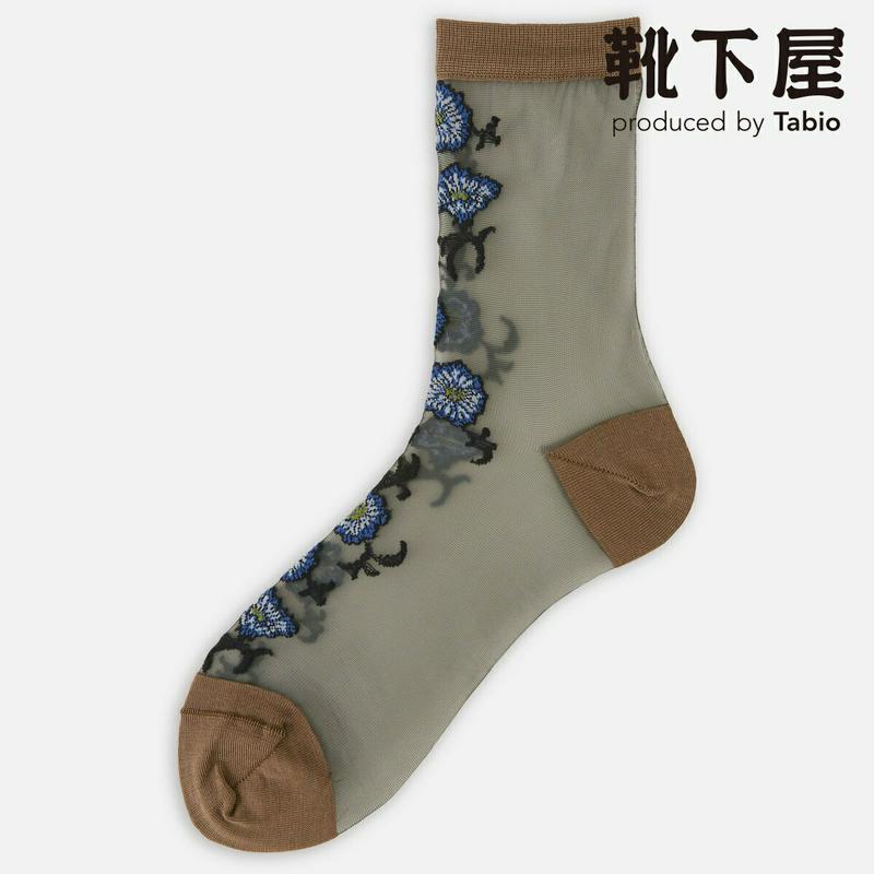 【あす楽】【Tabio】 シースルーフロントフラワーショートソックス / 靴下屋 靴下 タビオ くつ下 ショート チュール シースルー レディース 日本製 2106ka