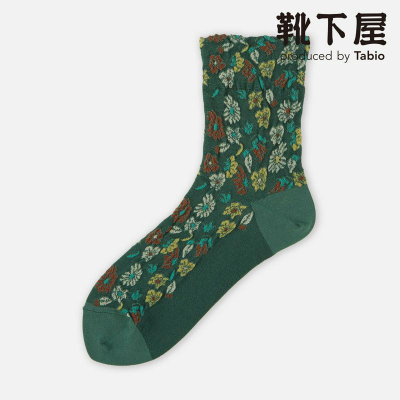 【全品送料無料★〜6/11 23:59迄】【あす楽】【Tabio】 グリーンフラワーフロートソックス / 靴下屋 靴下 タビオ くつ下 レディース 日本製