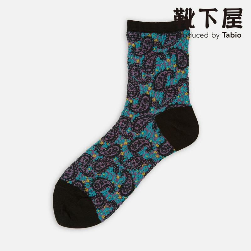 【あす楽】【靴下屋】 ペイズリー重ねレース風ロークルー / 靴下 タビオ Tabio くつ下 レディース 日本製