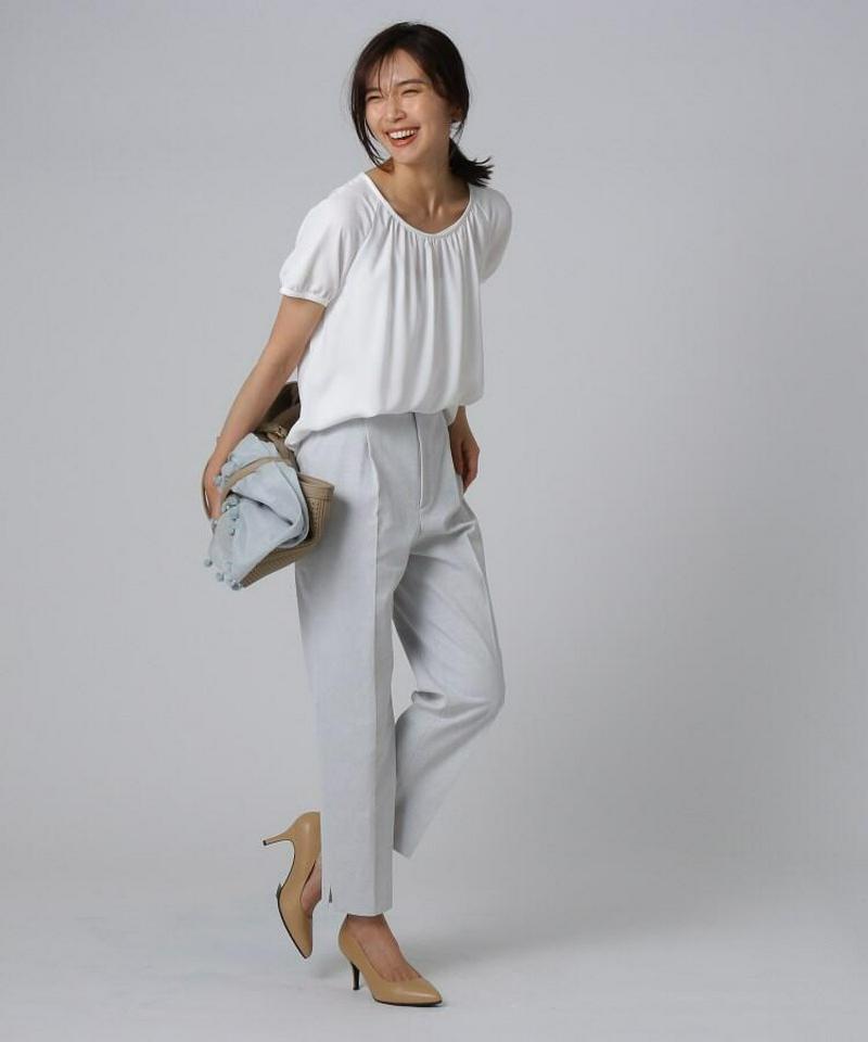 【洗える】ソフィージョーゼット　半袖ブラウス