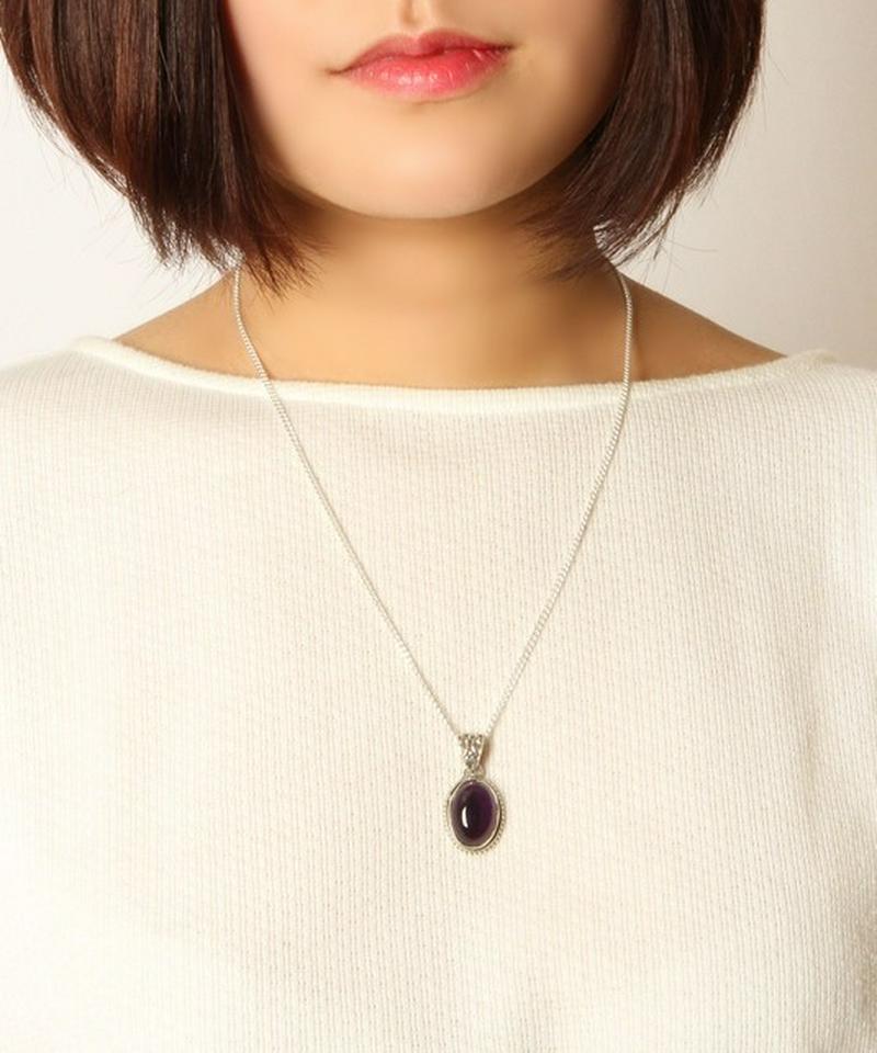 【フランス買付】アメジスト楕円装飾ネックレス