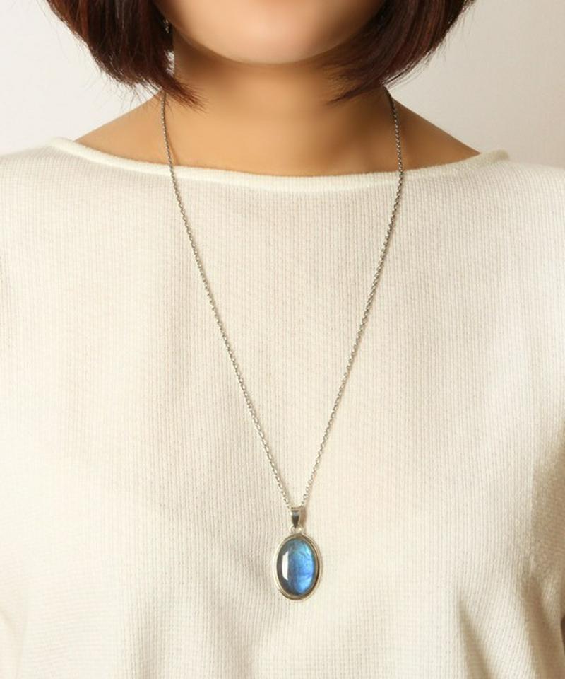 【フランス買付】ラブラドライト楕円二重ネックレス