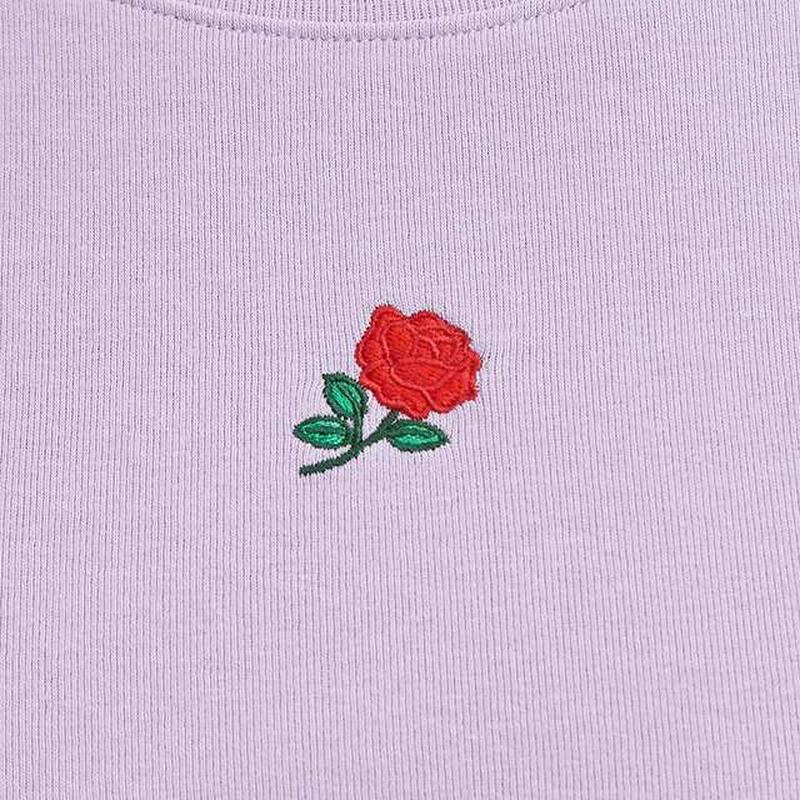 クロップド刺繍T(半袖)ローズY+E