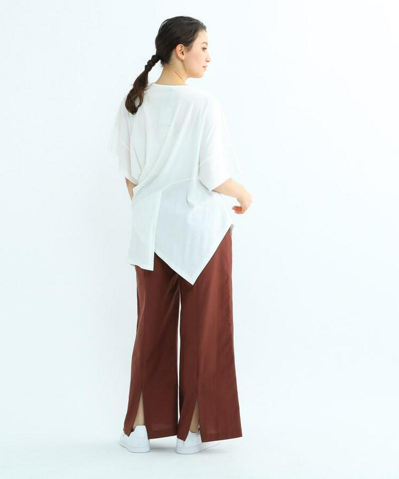 【ウォッシャブル】ウエストゴムバックスリットワイドパンツ