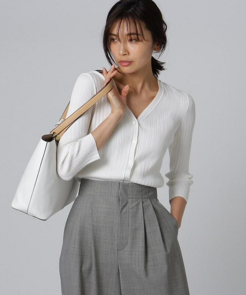 【洗える】シルクレーヨン ツイストリブカーディガン