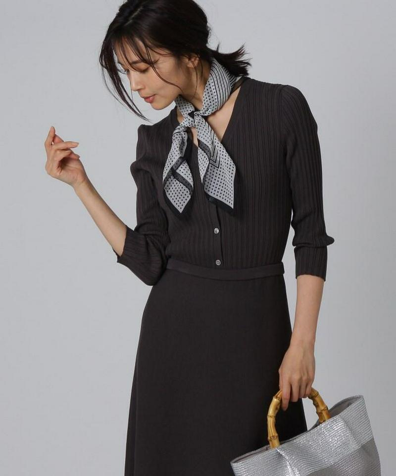 【洗える】シルクレーヨン ツイストリブカーディガン