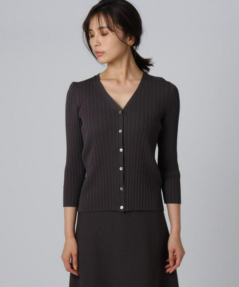 【洗える】シルクレーヨン ツイストリブカーディガン