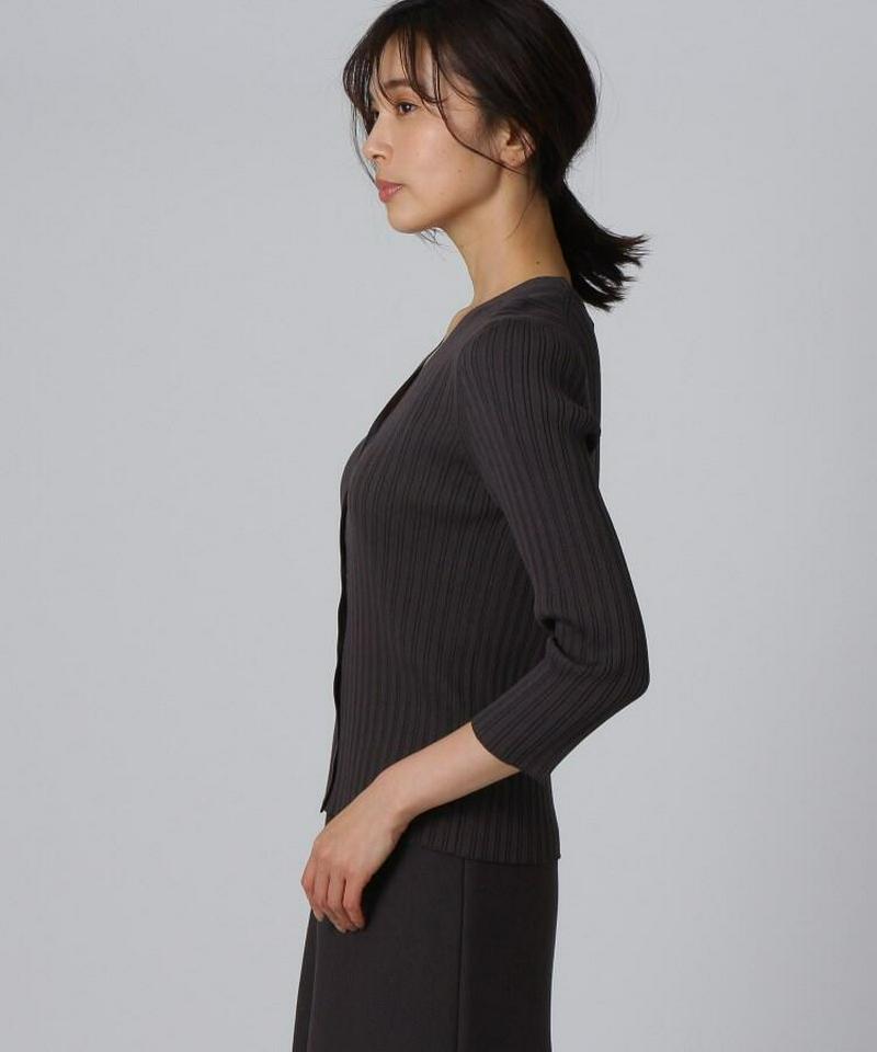 【洗える】シルクレーヨン ツイストリブカーディガン