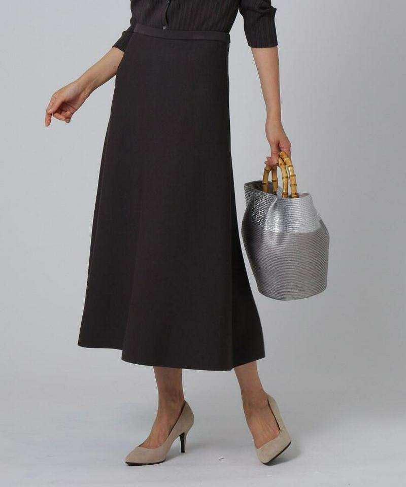 【洗える】シルクレーヨン ツイストフレアスカート