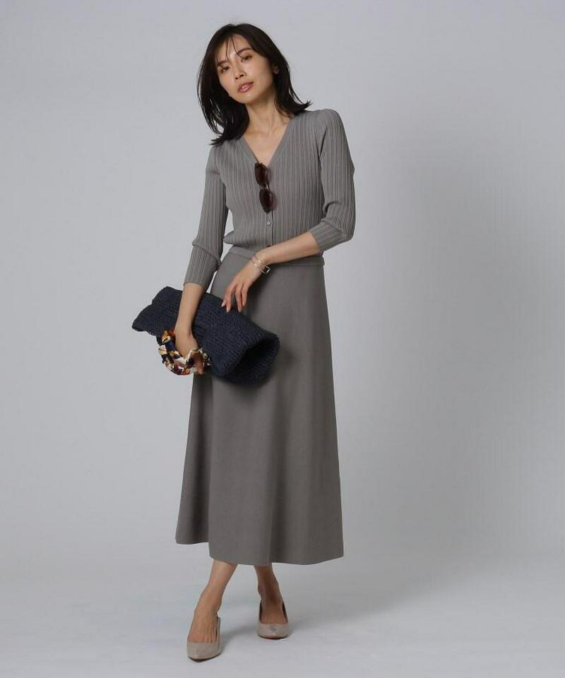 【洗える】シルクレーヨン ツイストフレアスカート