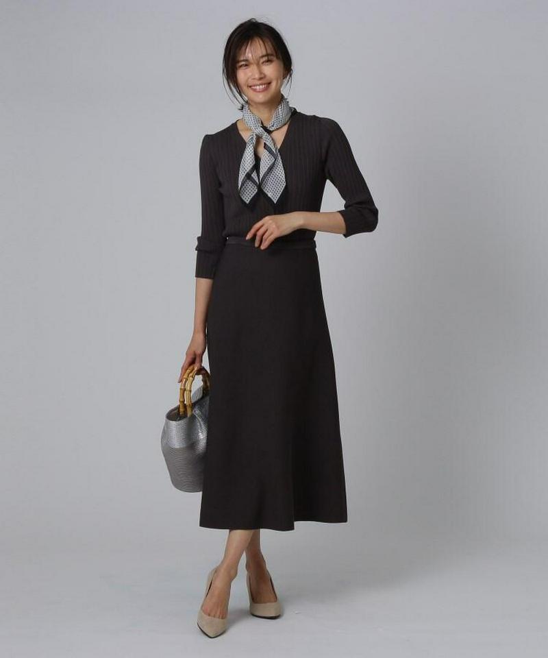 【洗える】シルクレーヨン ツイストフレアスカート