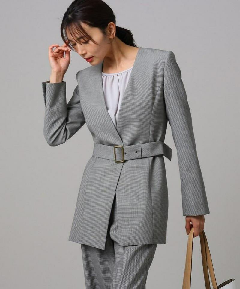 ミリオールチェックノーカラージャケット