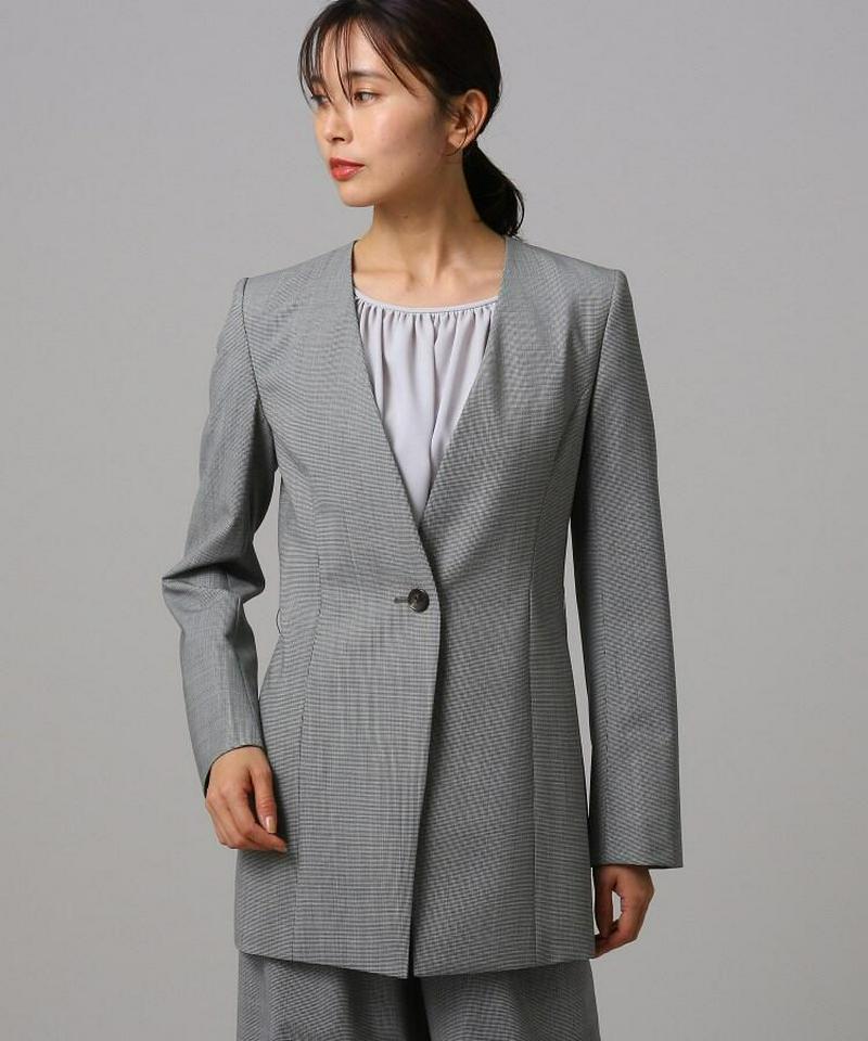 ミリオールチェックノーカラージャケット