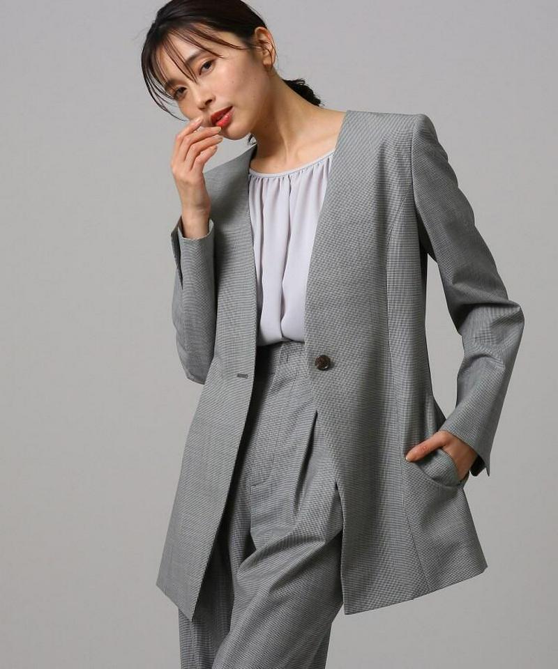 ミリオールチェックノーカラージャケット