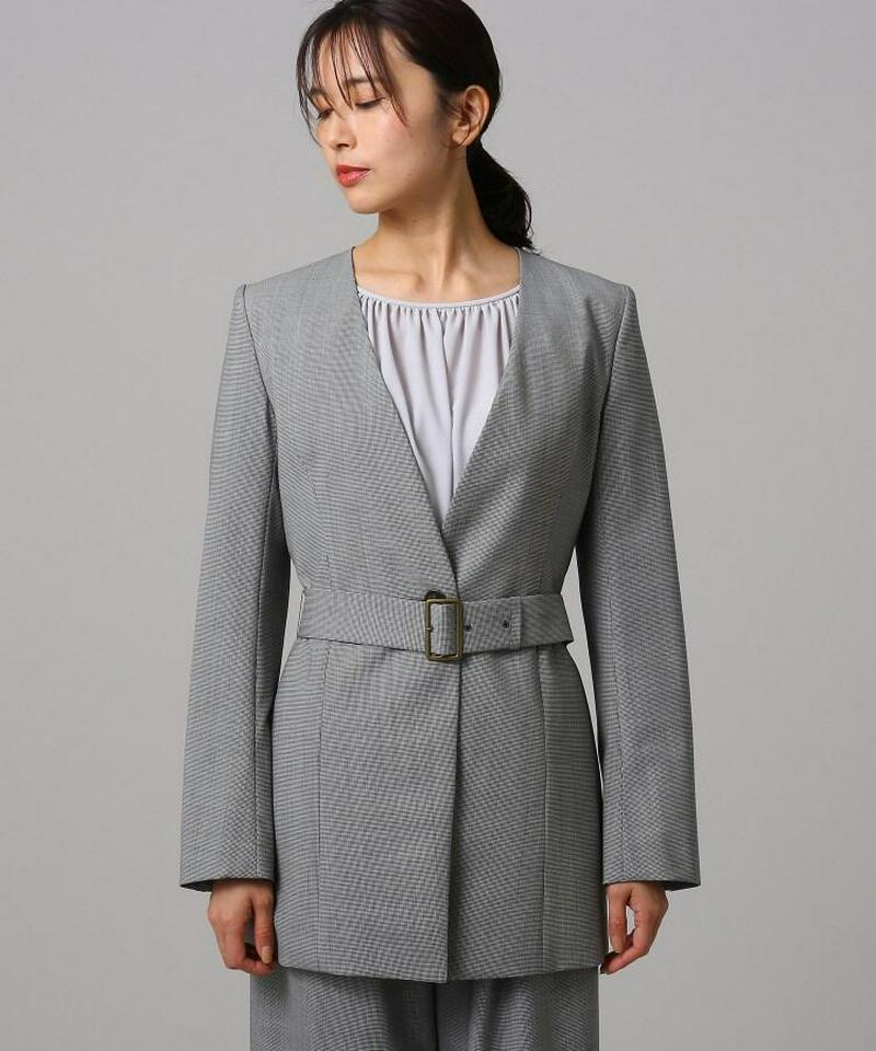 ミリオールチェックノーカラージャケット