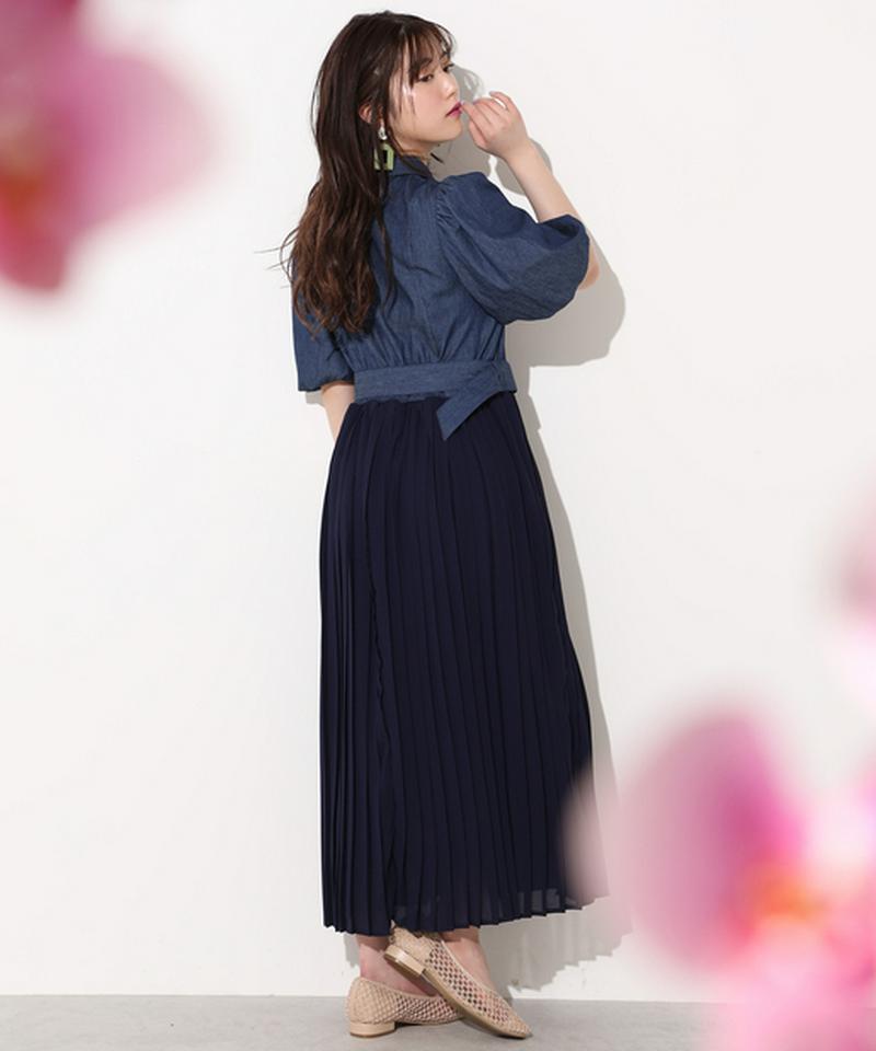 One After Another Nice Claup ワンアフターアナザーナイスクラップ の プリーツ切替開襟ワンピース Parte