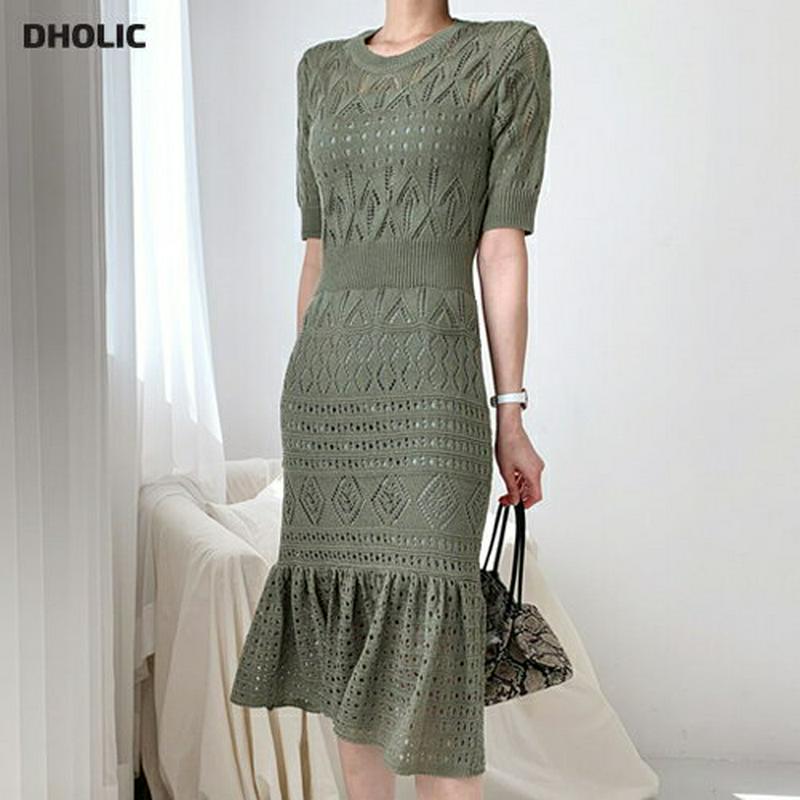 キャミ&レースニットワンピース2SET・全4色・b55799 レディース 【ops】【ワンピース ニット ニットワンピース 半袖