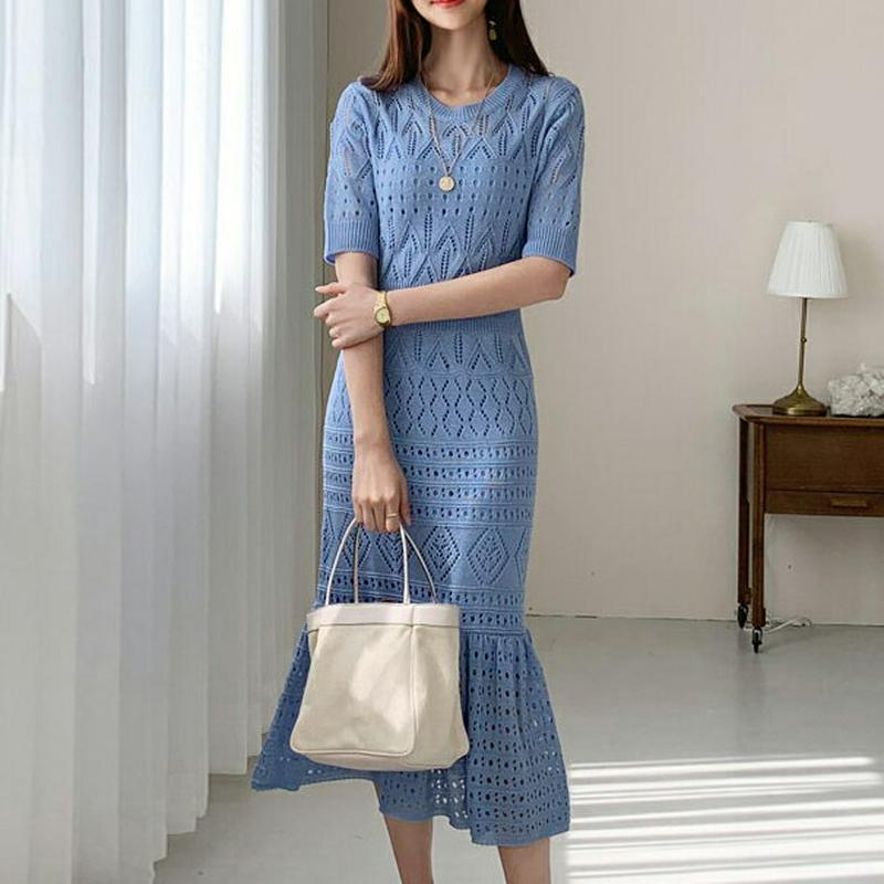 キャミ&レースニットワンピース2SET・全4色・b55799 レディース 【ops】【ワンピース ニット ニットワンピース 半袖