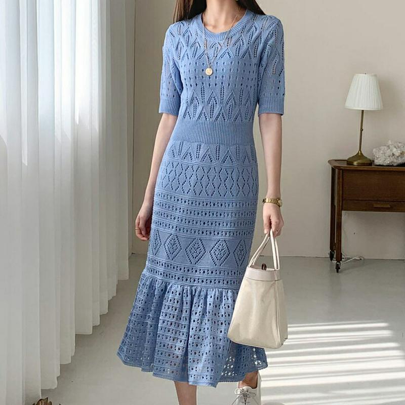 キャミ&レースニットワンピース2SET・全4色・b55799 レディース 【ops】【ワンピース ニット ニットワンピース 半袖