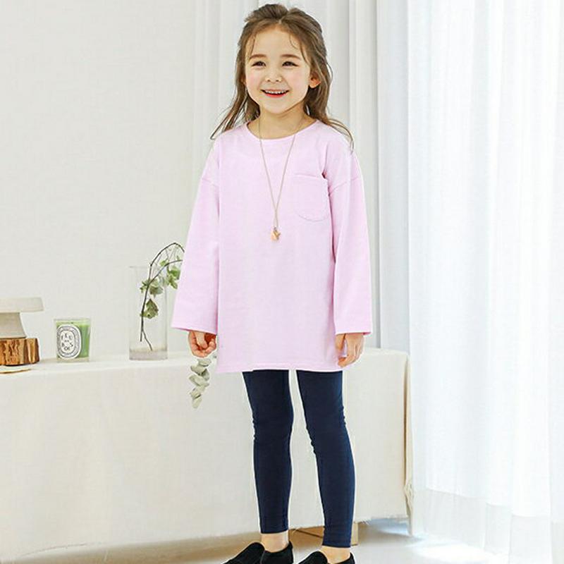 ポケットTシャツ&レギンスSET(ピンクネイビー)・p000915 キッズ【3~8才】【set】【セット トップス Tシャツ 長