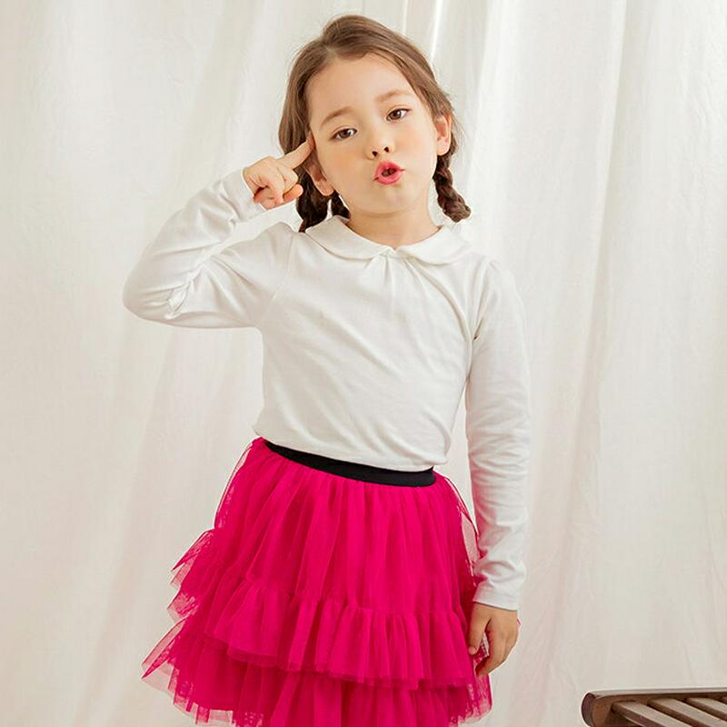 ラウンドカラーTシャツ・p000897 キッズ【3~8才】【tops】【トップス Tシャツ 長袖 丸襟 単色 無地 シンプル 可