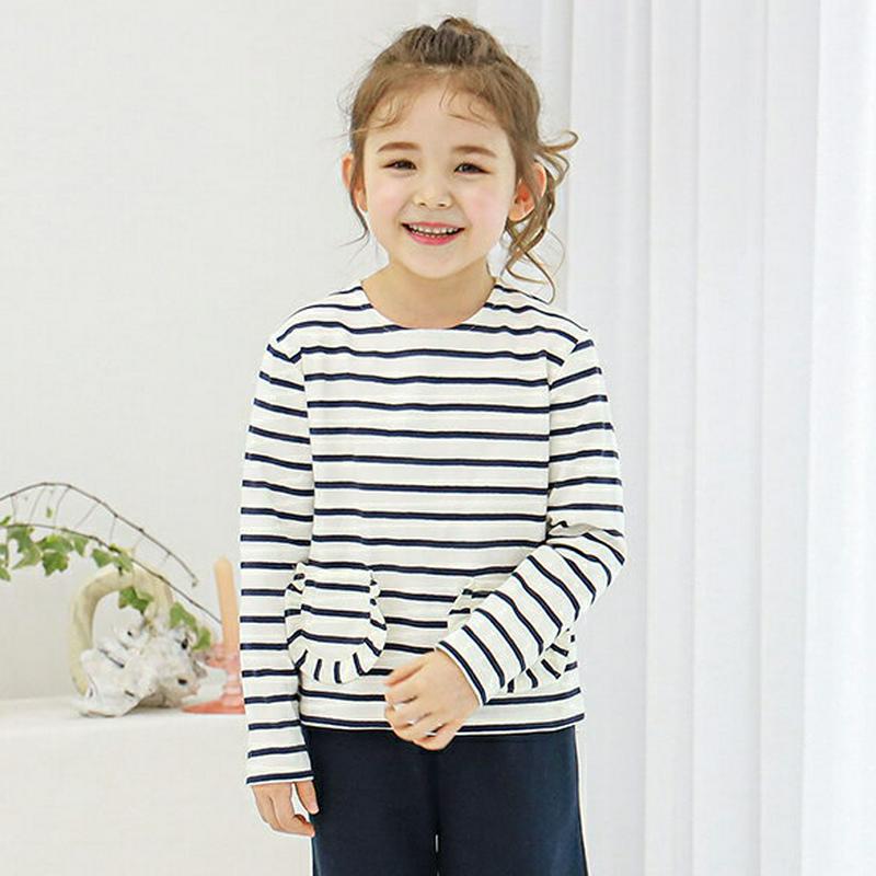 ポケットボーダーTシャツ・p000907 キッズ【3~8才】【tops】【トップス Tシャツ ボーダー　柄 長袖 カジュアル ラ