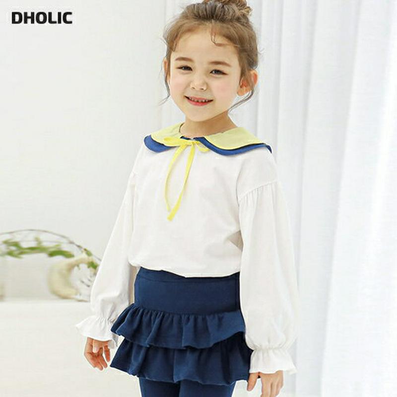 配色ラウンドカラーTシャツ(ホワイト)・p000900 キッズ【3~8才】【tops】【トップス Tシャツ 長袖 ラウンドカラー