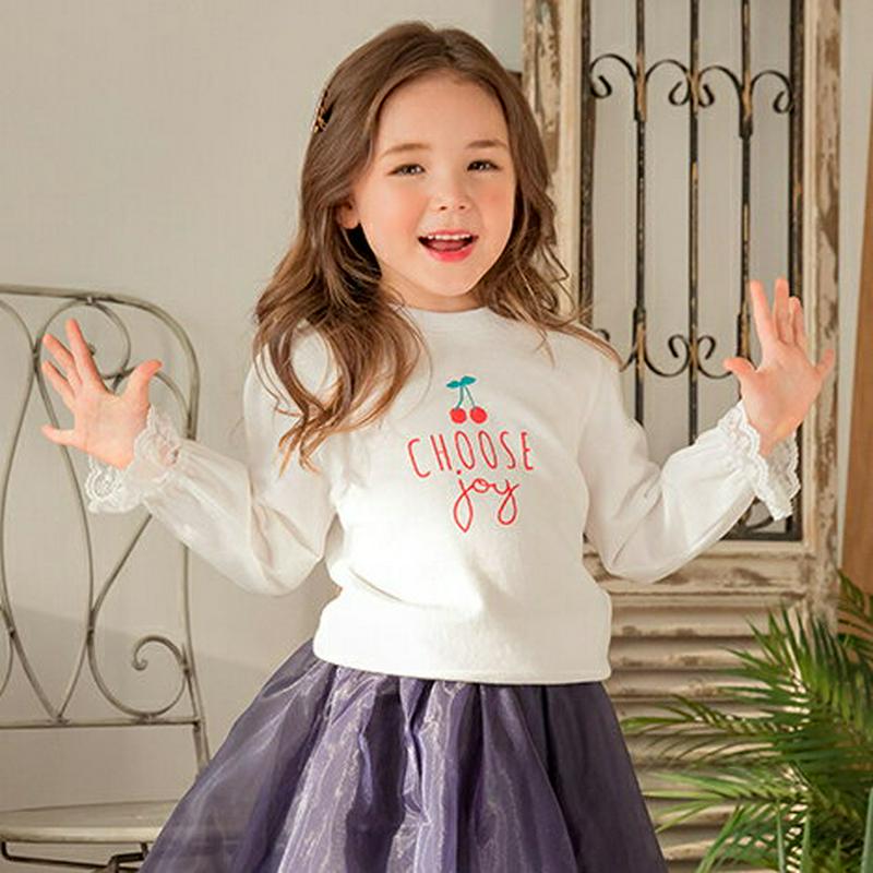 レースポイントチェリースウェット(ホワイト)・p000910 キッズ【3~8才】【tops】【トップス スウェット トレーナー　
