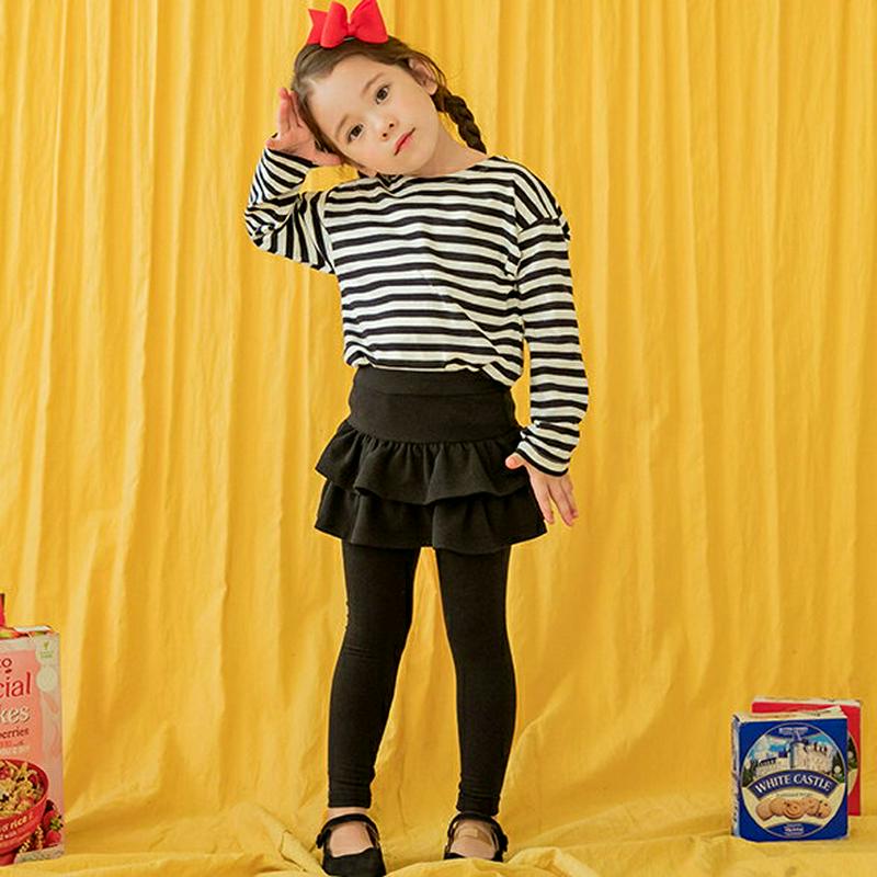 ダブルフリルレギンススカート(ブラック)・p000921 キッズ【3~8才】【pt】【レギンス レギンススカート フリル ダブル