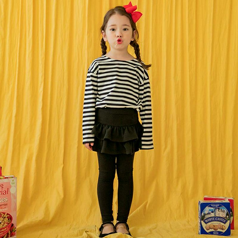 ダブルフリルレギンススカート(ブラック)・p000921 キッズ【3~8才】【pt】【レギンス レギンススカート フリル ダブル