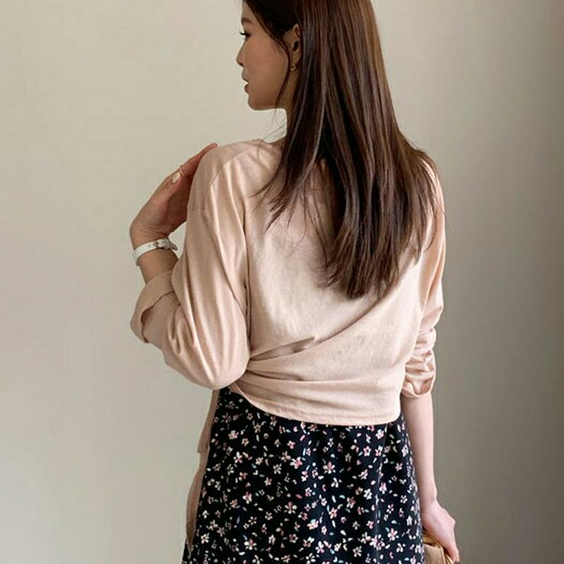 ダイアゴナルスリットTシャツ・全4色・t61660 レディース【tops】【トップス Tシャツ 長袖 単色 無地 無地T ロンT