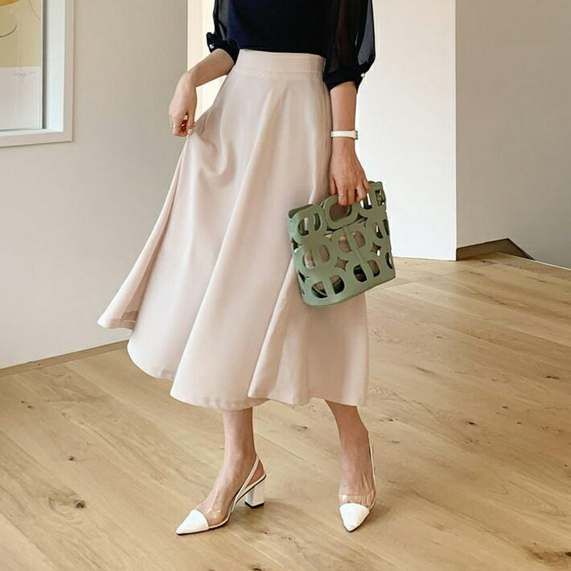 フレアスカート・全3色・b61672 レディース【sk】【ロングスカート スカート ロング フレア フレアスカート 単色 無地 