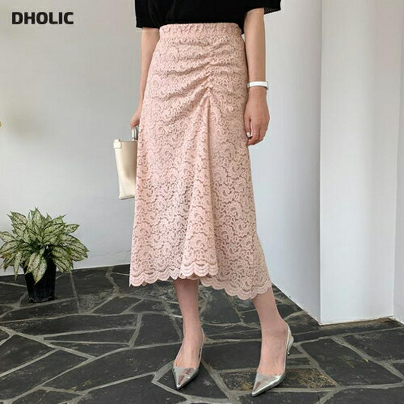 ギャザーレーススカート・全3色・b61673 レディース【sk】【スカート ミディ丈 ミディスカート 総レース レース レースス