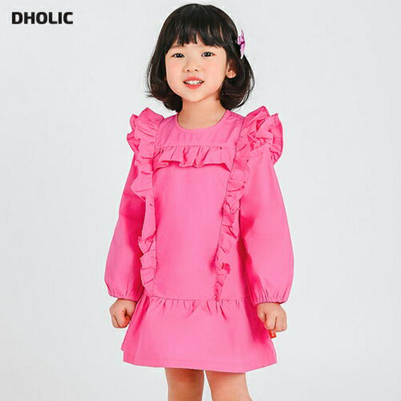 バルーン袖フリルラインワンピース・p000950 キッズ【3~8才】【ops】【ワンピース ミディ丈 ミディワンピース フリル フリルライン バルーンスリーブ 袖コンシャス 女の子 ガーリー 可愛い かわいい 子供 こども 子供服 こども服】【KIDS】