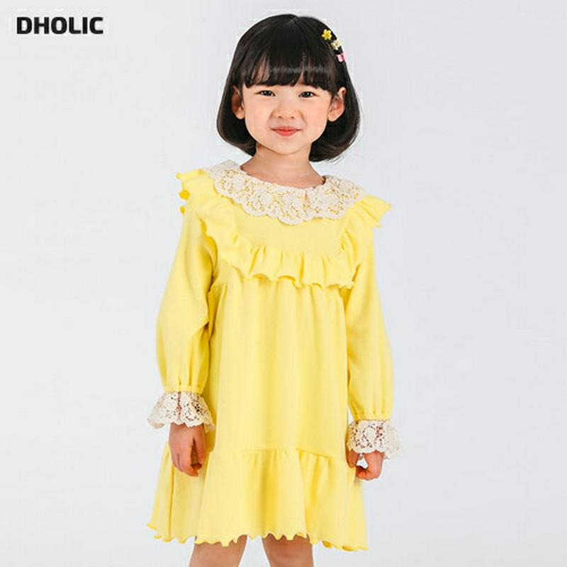 レースポイントフリルワンピース・p000951 キッズ【3~8才】【ops】【ワンピース ミディ丈 ミディワンピース 長袖 レース 襟コンシャス ガーリー 可愛い かわいい 女の子 子供 こども 子供服 こども服】【KIDS】