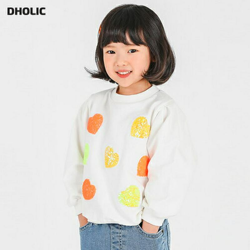 スパンコールLove popスウェット・p000959 キッズ【3~8才】【tops】【トップス スウェット トレーナー 長袖 スパンコール ハート 可愛い かわいい カジュアル 女の子 子供 こども 子供服 こども服】【KIDS】