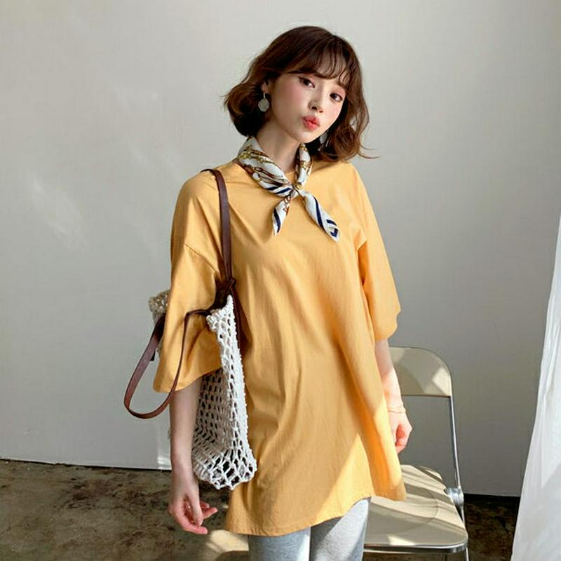 サイドスリットボクシーTシャツ・全3色・t58677 レディース 【tops】【トップス Tシャツ 半袖　ハーフスリーブ ゆった