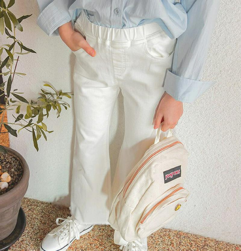 【只今10%OFF】フレイドヘムパンツ p000223 キッズ 【3~8才】【pt】【韓国 ファッション ボトムス パンツ ロン