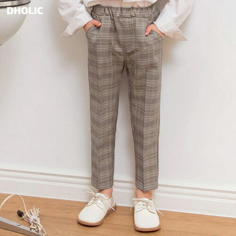【只今10%OFF】チェック柄スラックスパンツ p000229 キッズ 【3~8才】【pt】【韓国 ファッション ボトムス パン